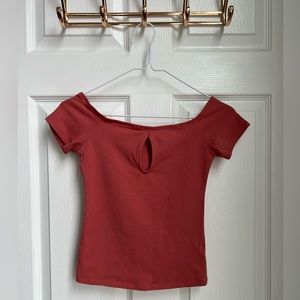 Express Off The Shoulder Keyhole Tee Top